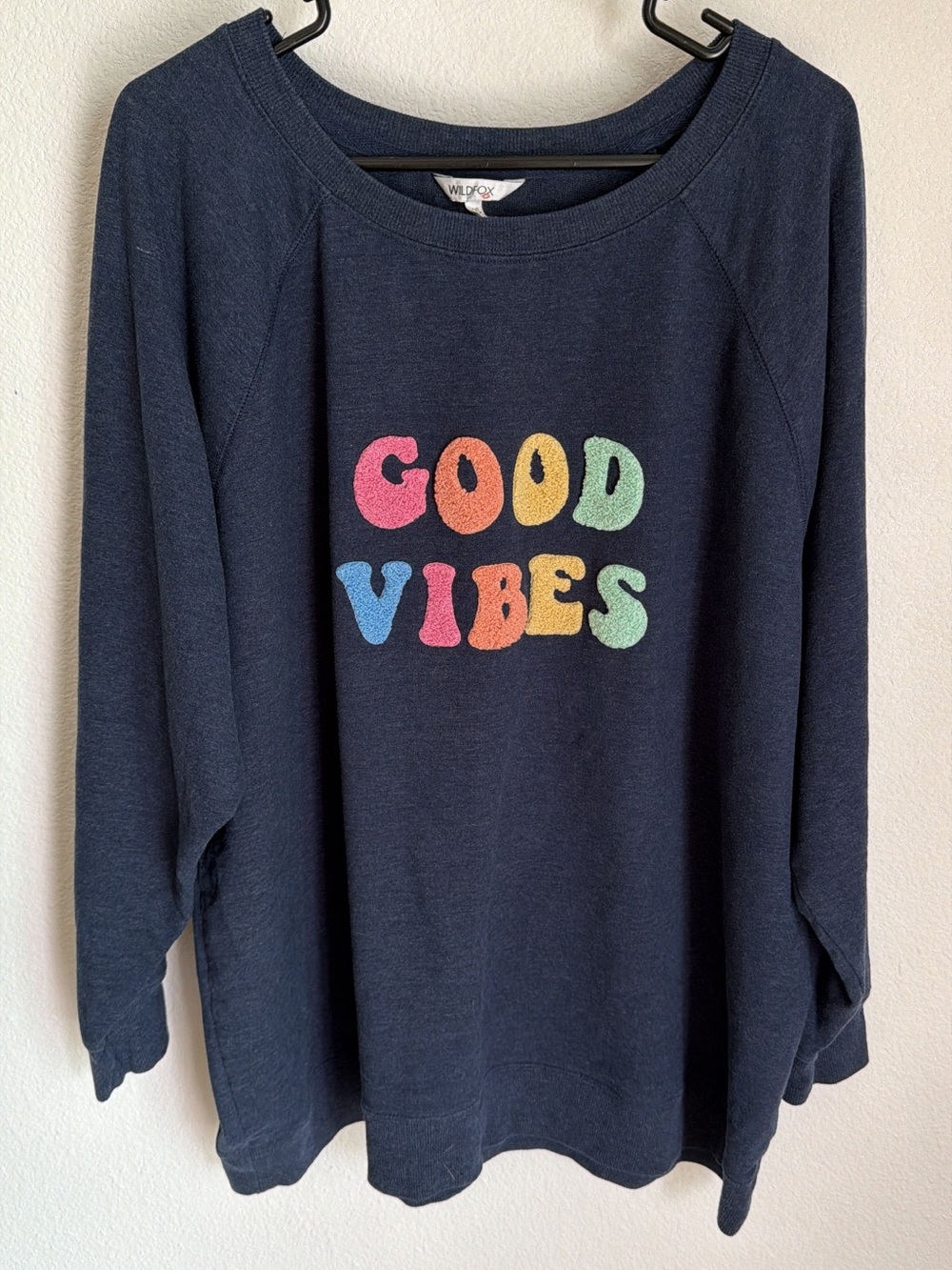 Wildfox Navy "Good Vibes" Graphic Sweatshirt Women’s XXL